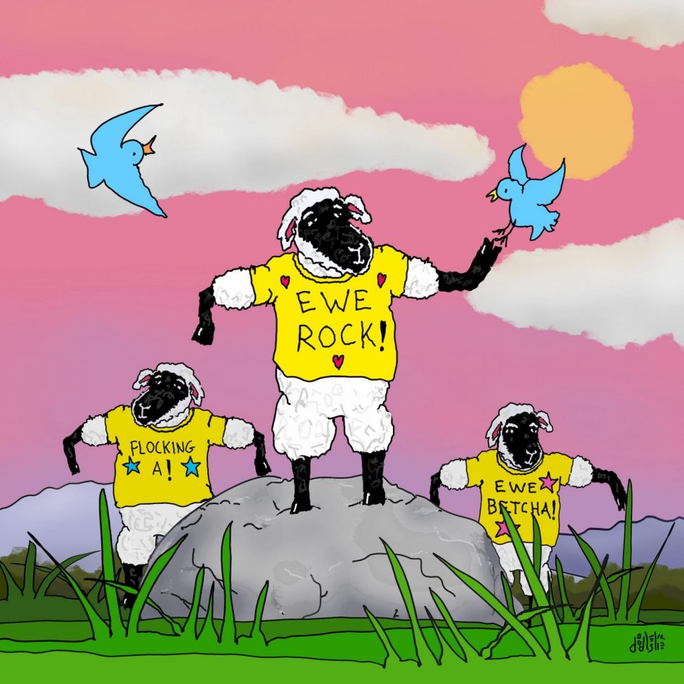 Ewe Rock! Sheep giving encouragement by Doodleslice